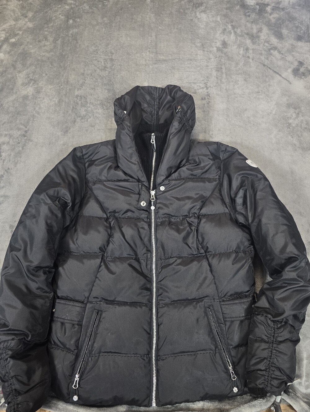 Eddie Bauer EB 650 Down Puffer Jacket Woman's Size Medium Faux Fur Lining Black